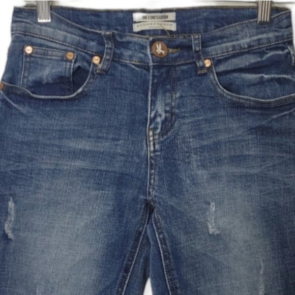 One Teaspoon Medium Rise Relaxed Leg Tappered Rolled Cuff Jeans - Picture 1 of 14